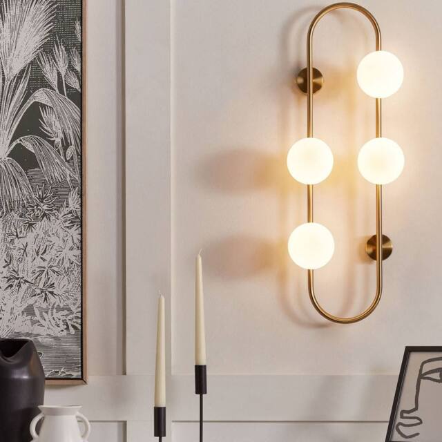 Wyld and Coco Wall Lamp Gold Ring 4 Glass Shades 70cm - image 1