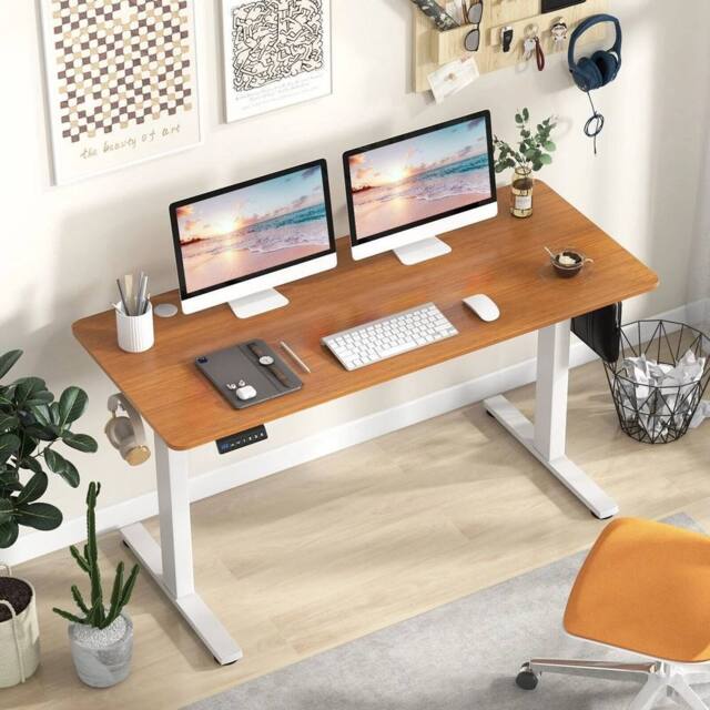 EONLION Electric Standing Desk 140 x60 cm Height Adjustable in Brown - Size: 100 cm - image 1
