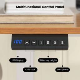 EONLION Electric Standing Desk 140 x60 cm Height Adjustable in Brown - Size: 100 cm - thumbnail 4