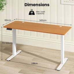 EONLION Electric Standing Desk 140 x60 cm Height Adjustable in Brown - Size: 100 cm - thumbnail 2