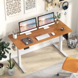 EONLION Electric Standing Desk 140 x60 cm Height Adjustable in Brown - Size: 100 cm - thumbnail 1