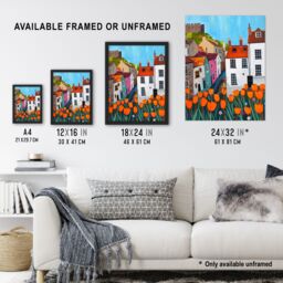 "Artery8 Blooming Tulip Flowers Yorkshire Castle Town Framed Art Print - Size: W12"" x H16""" - thumbnail 3