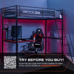 X Rocker Icarus XL High Sleeper Bunk Bed with Gaming Desk with Mattress in Black - Size: Single - thumbnail 7
