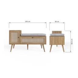 GFW Noor Rattan 2 Door Shoe Cabinet in Light Oak - thumbnail 6