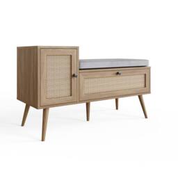 GFW Noor Rattan 2 Door Shoe Cabinet in Light Oak - thumbnail 2