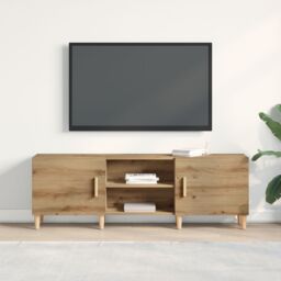 Berkfield Home TV Stand in Artisan Oak - 150x30x50 cm - Made of Engineered Wood in Brown - Size: 150 x 30 x 50 cm - thumbnail 4