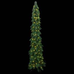 Berkfield Home Beautiful Artificial Pre-lit Christmas Tree with 130 LEDs 210 cm in Green - thumbnail 3