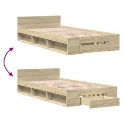 Berkfield Home Bed Frame with Drawer without Mattress Sonoma Oak 90x200 cm in Light Oak - thumbnail 7