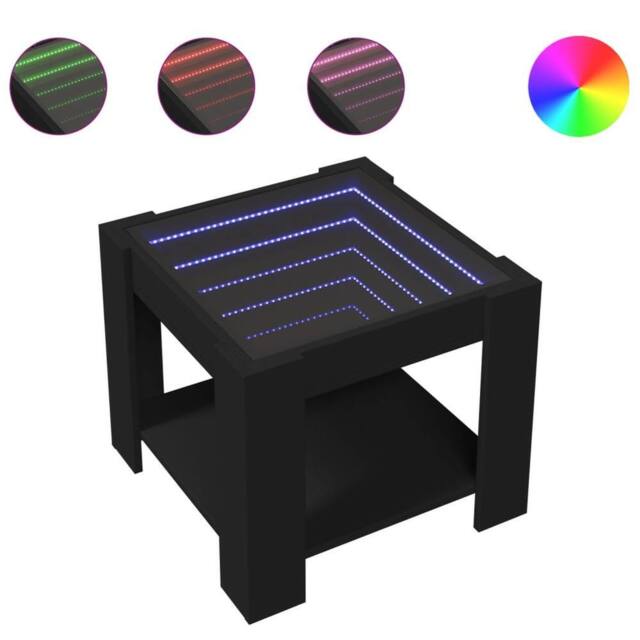 Berkfield Home Coffee Table with LED Black 53x53x45 cm Engineered Wood - Size: 53 x 53 x 45 cm - image 1