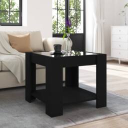 Berkfield Home Coffee Table with LED Black 53x53x45 cm Engineered Wood - Size: 53 x 53 x 45 cm - thumbnail 4
