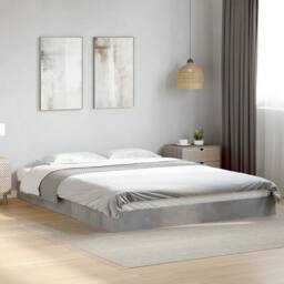 Berkfield Home Modern Bed Frame without Mattress Concrete Grey 160x200 cm - thumbnail 2