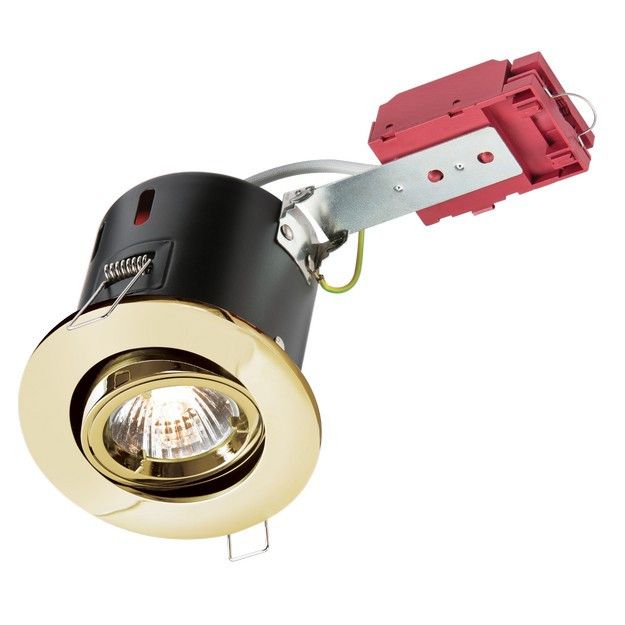 Netlighting FireRated Tilt Downlight Brass 230V 50W GU10 IC in Yellow