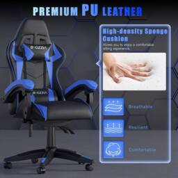 Gartistgo Ergonomic Gaming Chair with Adjustable Height, Reclining in Blue - thumbnail 3