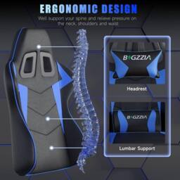 Gartistgo Ergonomic Gaming Chair with Adjustable Height, Reclining in Blue - thumbnail 5