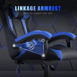 Gartistgo Ergonomic Gaming Chair with Adjustable Height, Reclining in Blue - thumbnail 6