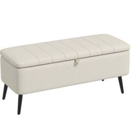 STILVORA Storage Ottoman with Steel Legs in Cream - thumbnail 3