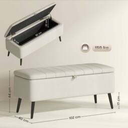 STILVORA Storage Ottoman with Steel Legs in Cream - thumbnail 2
