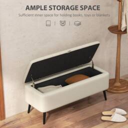STILVORA Storage Ottoman with Steel Legs in Cream - thumbnail 4