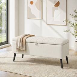 STILVORA Storage Ottoman with Steel Legs in Cream