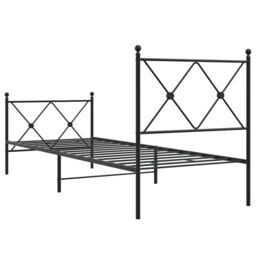 Berkfield Home Metal Bed Frame without Mattress with Footboard Black 80x200cm - Size: 80x200 cm - thumbnail 6