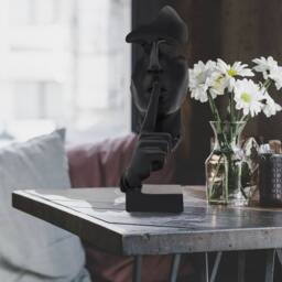 Huhote Resin Thinker Ponder Abstract Art Sculpture Home Office Desk Decor in Black - thumbnail 9