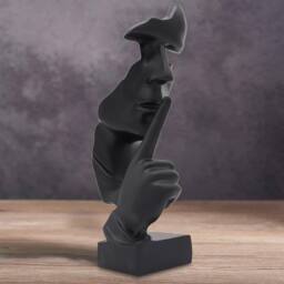 Huhote Resin Thinker Ponder Abstract Art Sculpture Home Office Desk Decor in Black - thumbnail 2