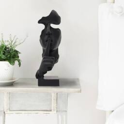 Huhote Resin Thinker Ponder Abstract Art Sculpture Home Office Desk Decor in Black - thumbnail 5