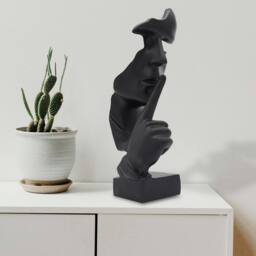 Huhote Resin Thinker Ponder Abstract Art Sculpture Home Office Desk Decor in Black