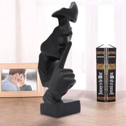 Huhote Resin Thinker Ponder Abstract Art Sculpture Home Office Desk Decor in Black - thumbnail 3