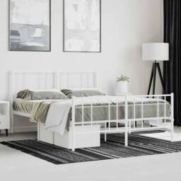 Berkfield Home Metal Bed Frame with Headboard & Footboard White 160x200 cm - thumbnail 4