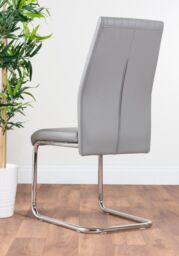 FurnitureboxUK Selina Round Glass & Chrome Metal Dining Table & Lorenzo Chairs Set in Grey - Size: 4 Person - thumbnail 6