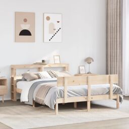 Berkfield Home Bed Frame without Mattress 120x190 cm Small Double Solid Wood Pine in Brown - thumbnail 1