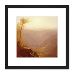 Artery8 Gifford Gorge Mountains Kauterskill Clove Painting 8X8 Inch Square Wooden Framed Wall Art Print Picture with Mount in Black - thumbnail 1