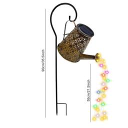 NESTLUNE Solar LED Watering Can Light Hollow Outdoor Garden Decor Lamp in Bronze - thumbnail 2