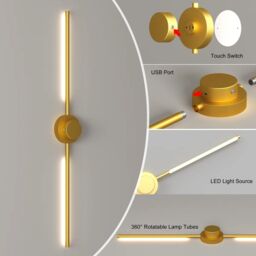 Garwarm LED Dimmbale Flush Mounted Sconces, Battery Operated Wall Sconces With Remote in Gold - thumbnail 7