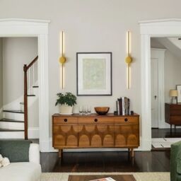 Garwarm LED Dimmbale Flush Mounted Sconces, Battery Operated Wall Sconces With Remote in Gold - thumbnail 3