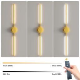 Garwarm LED Dimmbale Flush Mounted Sconces, Battery Operated Wall Sconces With Remote in Gold - thumbnail 9