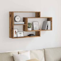 Berkfield Home Wall Shelf Old Wood 104x20x58.5 cm Engineered Wood in Brown - thumbnail 3