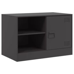 Berkfield Home TV Cabinets 2 pcs Black 67x39x44 cm Steel - Size: 67 x 39 x 44 cm - thumbnail 6