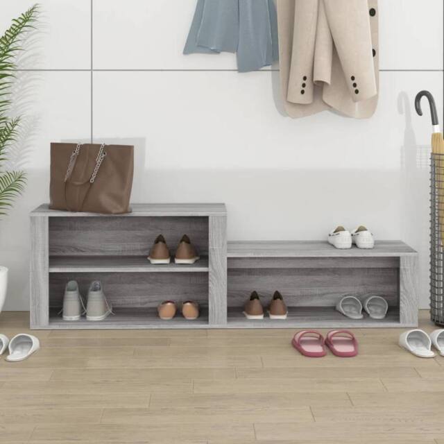Berkfield Home Shoe Cabinet Grey Sonoma 150x35x45 cm Engineered Wood - Size: 150 x 35 x 45 cm - image 1