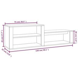 Berkfield Home Shoe Cabinet Grey Sonoma 150x35x45 cm Engineered Wood - Size: 150 x 35 x 45 cm - thumbnail 9