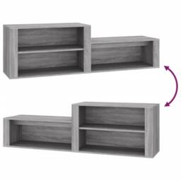 Berkfield Home Shoe Cabinet Grey Sonoma 150x35x45 cm Engineered Wood - Size: 150 x 35 x 45 cm - thumbnail 7