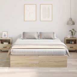 Berkfield Home Storage Bed Frame Sonoma Oak 150x200 cm in Brown - thumbnail 5