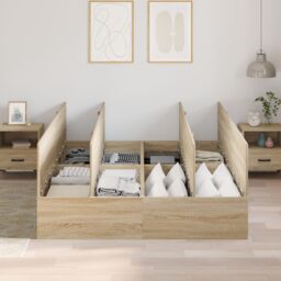 Berkfield Home Storage Bed Frame Sonoma Oak 150x200 cm in Brown - thumbnail 4