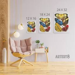 "Artery8 Vintage Butterflies Yellow Red Blue Canvas Wall Art Print Seguy - Size: W24"" x H32""" - thumbnail 4