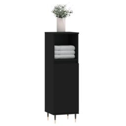 Berkfield Home Bathroom Cabinet Black 30x30x100 cm Engineered Wood - Size: 30 x 30 x 100 cm - thumbnail 3