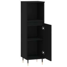 Berkfield Home Bathroom Cabinet Black 30x30x100 cm Engineered Wood - Size: 30 x 30 x 100 cm - thumbnail 6