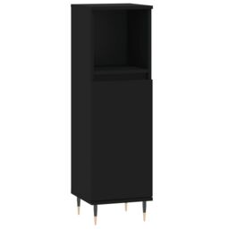 Berkfield Home Bathroom Cabinet Black 30x30x100 cm Engineered Wood - Size: 30 x 30 x 100 cm - thumbnail 2