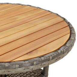 Berkfield Home Garden Table Ã˜60x75 cm Acacia Wood & Poly Rattan Grey - Size: 60x75 cm - thumbnail 5