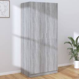 Berkfield Home Wardrobe Grey Sonoma 80x50x180 cm Engineered Wood - Size: 80 x 50 x 180 cm - thumbnail 2